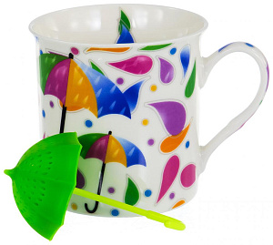 Кружка заварочная 300мл BALSFORD Зонты силиконовое сито подарочная упаковка фарфор 000000000001197855