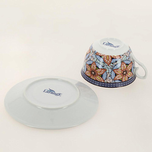 Набор чайный 4пр (2 чашки 225мл+2 блюдца) LarangE ВИТРАЖ ПУ фарфор 586-3641 000000000001204443