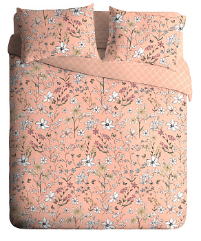 Комплект постельного белья 1,5-спальныйПАВЛАЙН NaturelleФлоретт кораллхлопок 000000000001186166