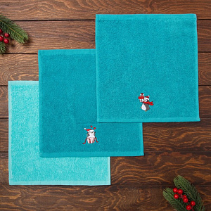 Набор полотенец "Счастья и радости" 30х30см-3шт, 100% хлопок 340гр/м2 4360824 000000000001202337