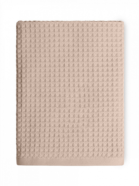 Полотенце вафельное 70x140см DE'NASTIA для бани/сауны 300гр бежевый хлопок 000000000001228554