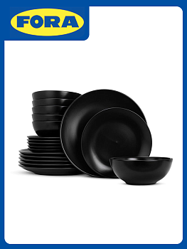 Набор столовой посуды 18 предметов FORA антрацит керамика 000000000001223056