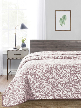 Покрывало 200х240см DE'NASTIA Барокко 3слоя бордовое жаккард 55%хлопок 45%полиэстер 000000000001195447