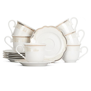 Набор чайный 12 предметов (чашка 220мл-6шт/блюдце 16см-6шт) Stephanie с перламутром золото фарфор 000000000001219793