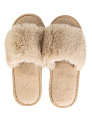 Тапочки домашние 40-41 женские меховые открытые бежевый полиэстер/ПВХ 000000000001228868