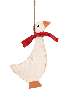 Декоративное украшение 10x2,5x14см DE'NASTIA Гусь белый дерево манго 000000000001229657