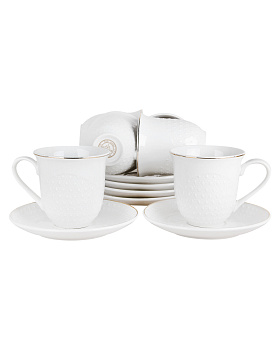 Набор чайный 12 предметов КОРАЛЛ Эмбосс фарфор 000000000001219072