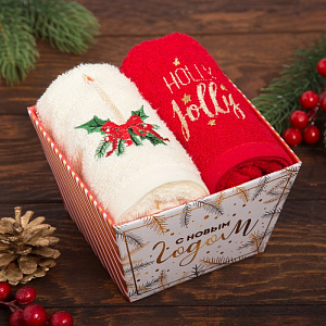 Набор полотенец "Holly Jolly" 30х60см-2шт, 100% хлопок 340гр/м2 4360818 000000000001202332