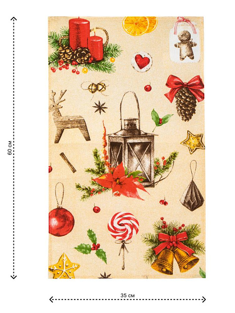 Полотенце кухонное 35х60см Праздник 150гр в ассортименте рогожка хлопок 000000000001229039