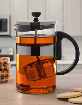 Чайник заварочный 800мл SERVITTA Verde металлический фильтр стекло 000000000001214588