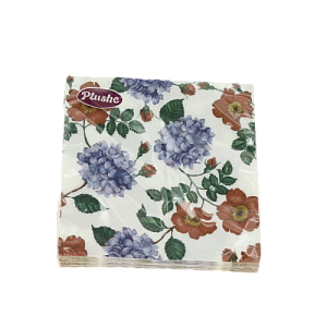 Салфетки бумажные 2слоя 15листов Plushe Гортензия с шиповником 18888 000000000001204669