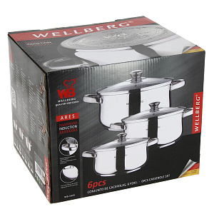 Набор кастрюль Wellberg, 6 предметов 000000000001168580