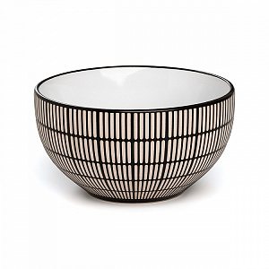 Салатник 14,5см/700мл DE'NASTIA СКАНДИ полоски черный/белый керамика 000000000001224464