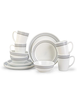 Набор столовой посуды 16 предметов FARFORELLE Этно (обеденная 24см-4шт/десертная 19см-4шт/салатник 15см-4шт/кружка 350мл-4шт) стеклокерамика 000000000001224332