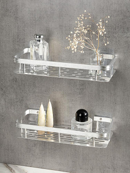 Полка навесная 30x13x5см DE'NASTIA прямоугольная серебристый алюминий 000000000001227434