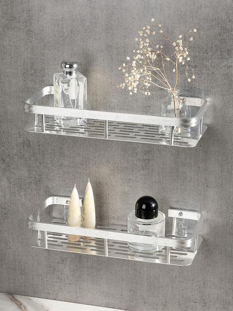 Полка навесная 30x13x5см DE'NASTIA прямоугольная серебристый алюминий 000000000001227434