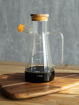 Графин 650мл LUCKY с бамбуковой крышкой боросиликатное жаропрочное стекло 000000000001217903