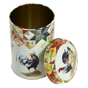 Жестяная банка для хранения сыпучих продуктов Петухи, 1.1л 000000000001153178