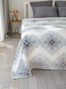 Плед 200x220см DE'NASTIA Полярис белый/серый полиэстер 000000000001229896