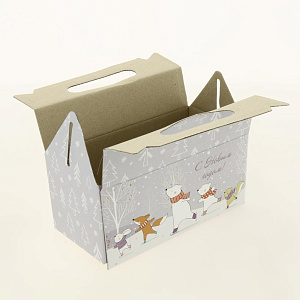 Коробка подарочная 20х10х9см РутаУпак сундук Новогодние каникулы бурый/белый 000000000001208669