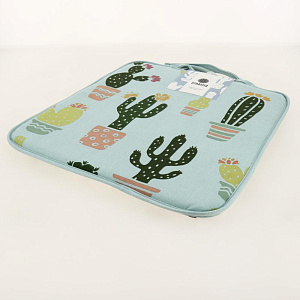 Подушка на стул DeNASTIA Коллекция"Кактусы"33x38x38см,100%хлопок/30%полиэстер,голубой/белый P111180 000000000001202707