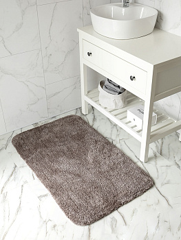 Коврик для ванной 60x100см DE'NASTIA Софт Микрополи серый хлопок/полиэстер 000000000001219255