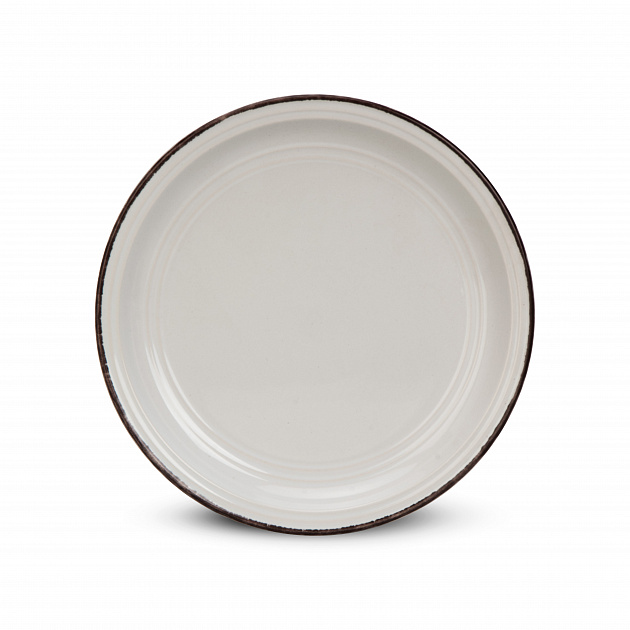 Тарелка десертная 20см молочный с окантовкой керамика TW-1652-2RZ 000000000001223023