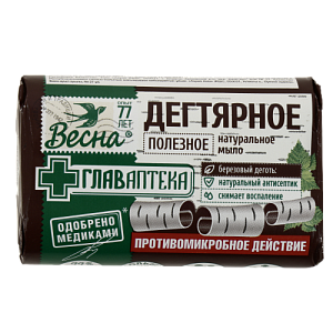Мыло туалетное 90гр Главаптека Дегтярное Весна 1784 000000000001202521