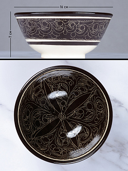 Пиала (коса) 17см ROSHIDON CERAMIK рисунок гравюра bordo керамика 000000000001209563
