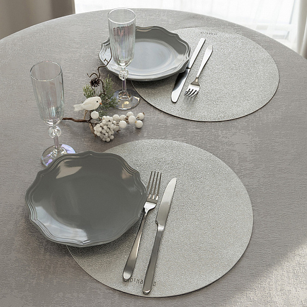 Салфетка сервировочная DeNASTIA Глиттер, ПВХ, D33, серебряный E000667 000000000001225638