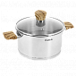 Кастрюля 3,3л CRISTELLE Wood style с крышкой нержавеющая сталь. Тройное капсулированное дно. Подходит для индукционных плит.