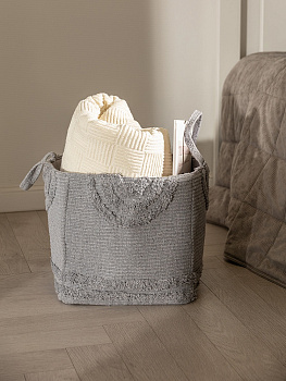 Корзина для хранения 30x30см DE'NASTIA Крафт Кольца с ручками серый хлопок 000000000001220596