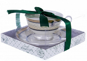 Чайная пара (чашка 250мл) BALSFORD Маркиза Аглая подарочная упаковка с бантом фарфор 000000000001193935
