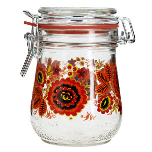 Банка для хранения сыпучих продуктов Хохлома, 450мл, стекло 000000000001160446