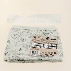 Трусы женские размер XXL LUCKY цветочек/кружево Midi серый/голубой 94%хл 6%эл 000000000001187733