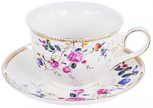 Чайная пара чашка фарфор 300мл/блюдце Ульяна подарочная упаковка Маркиза Balsford 122-29002 000000000001197850