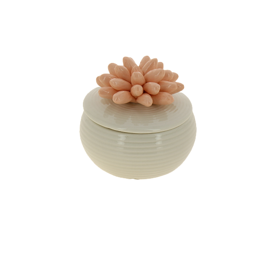 Декоративная шкатулка белая с персиковым цветком из фарфора / 7x7x5,6см арт.76814 000000000001195738