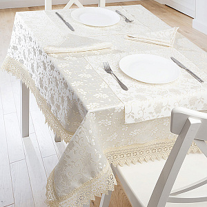 Комплект скатерть 150х250см + 4салфетки 43х43см LUCKY Сияние золотистый 100% полиэстер 000000000001202443