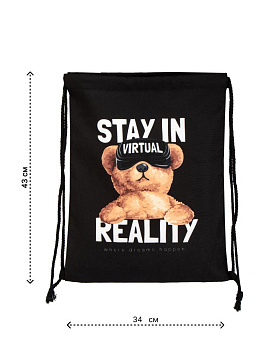 Сумка мешок 34х43см до 10кг мишка STAY IN VIRTUAL REALITY полиэстер 000000000001227599