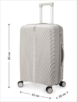 Чемодан на колесах M (42х26х65см) молния серый PP 000000000001226538