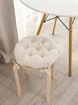 Подушка на стул 40см DE'NASTIA молочный велюр меланж полиэстер 000000000001226729