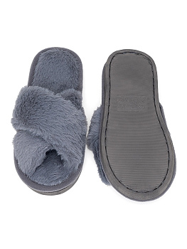 Туфли домашние-тапки р.36-37 LUCKY накрест серый искусственный мех полиэстер 000000000001204935