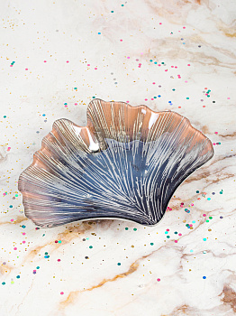 Блюдо сервировочное 18см EFE GLASS Ракушка серебро стекло 000000000001213513