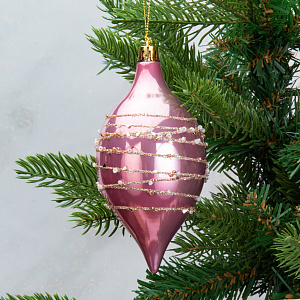 Набор новогодних украшений 2шт 13х7см Сосулька розовая роза пластик 000000000001208650