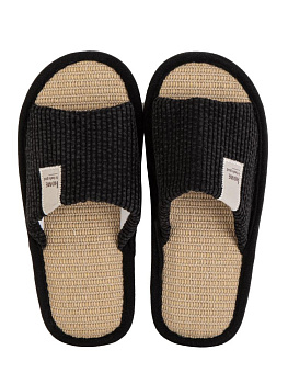 Тапочки домашние 44-45 мужские открытые черный полиэстер/ПВХ 000000000001228883