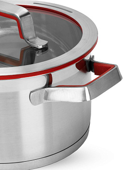 Кастрюля с крышкой 2,5л MATISSA красный нержавеющая сталь/силикон/стекло 000000000001227362