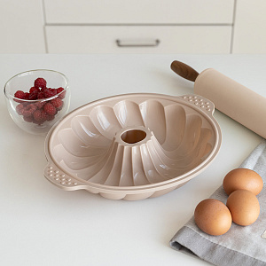 Форма для выпечки 28x6,5см DE'NASTIA с отверстием бежевый силикон 000000000001219664