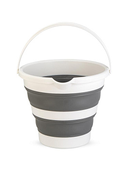 Ведро 10л складной бело-серый полипропилен/силикон 000000000001227337