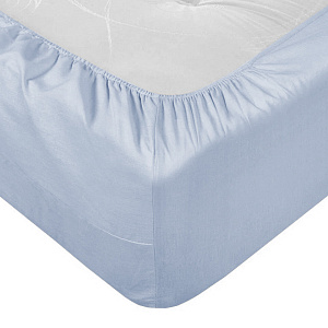 Простыня на резинке 90х200х25см LUCKY серо-голубая поплин хлопок 100% 000000000001216600