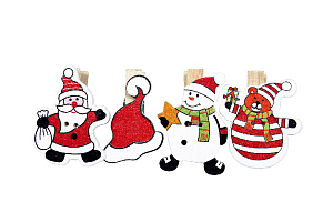 Прищепки деревянные Новый Год 4шт в ассортименте 3-0034 000000000001202678